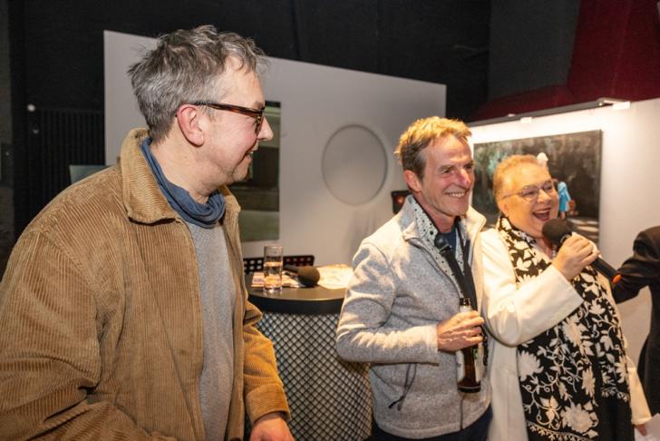 Sabine Wilp mit den Musikern Jan Hupe und Peter Stoschus 